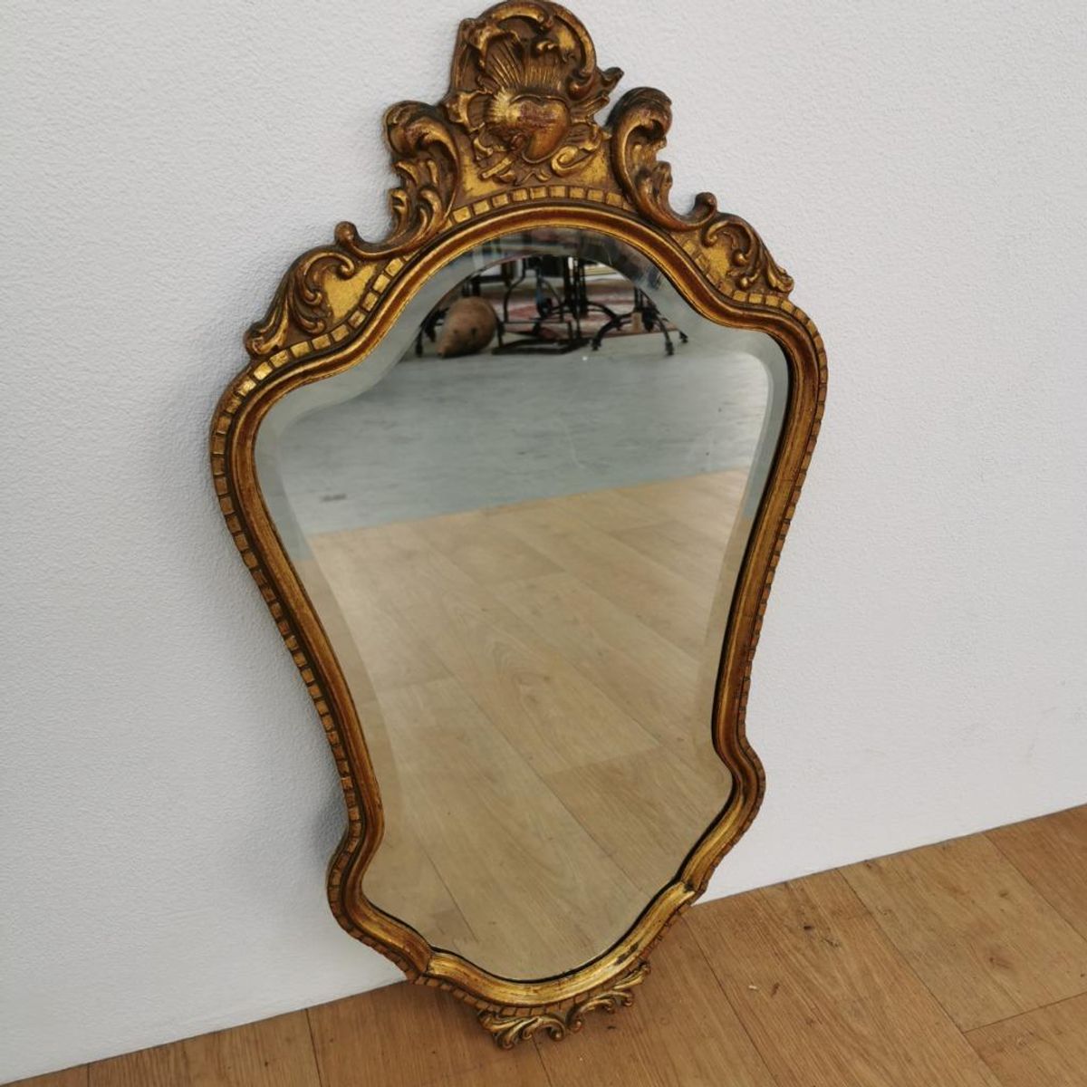 Vintage Goudkleurige Barok Rococo Spiegel Kuifspiegel Schouwspiegel 119 image 10
