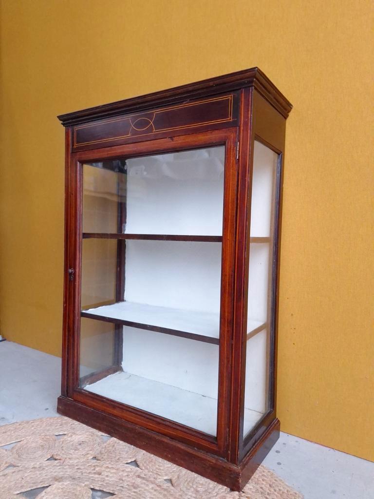Engelse Vintage Antieke Vitrine Kast, Vitrinekastje, Mahonie image 16