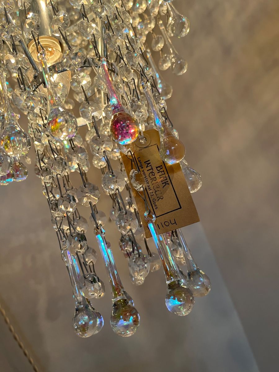 Xxl Vintage Opaline Teardrop Kroonluchter Pegels Kristal Hanglamp image 17