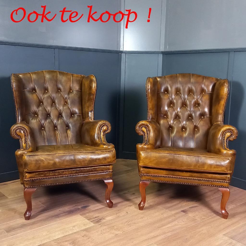 Grote Schapenleren Vintage Engelse Oorfauteuil image 16