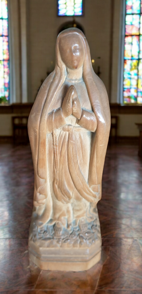 Prachtig Oud Houtsnijwerk Maria Beeldje H 20 Cm image 3