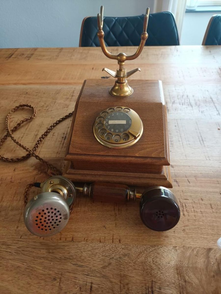 Vintage Houten Draaischijf Telefoon Ptt image 3