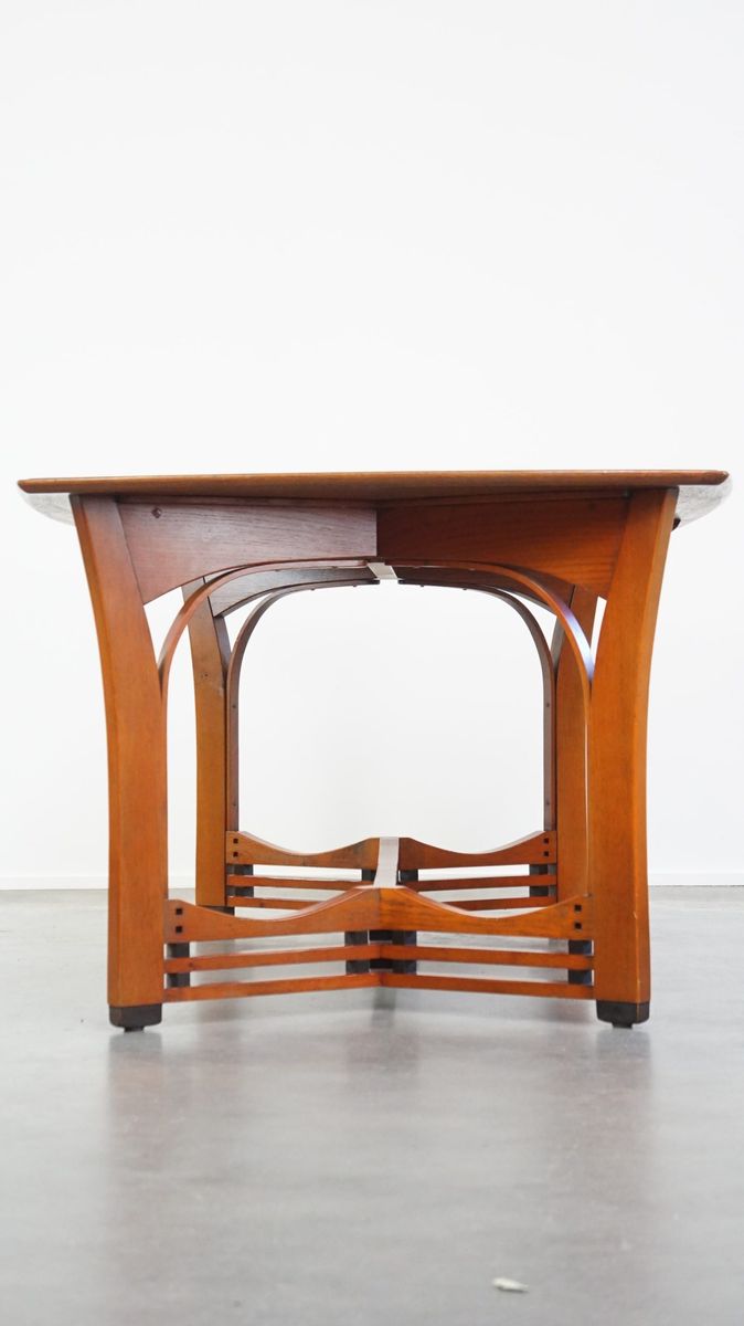 Zeer Mooie 4 Tot 6 Persoons Art Nouveau Design Eetkamertafel Van Schuitema Met Prachtige Details image 4