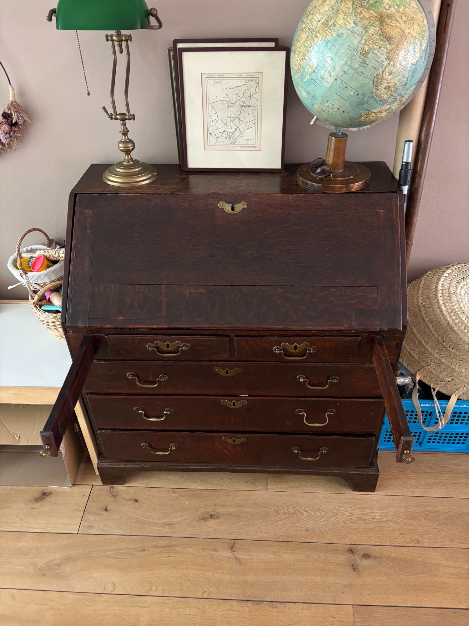 Antieke Secretaire Kast – Uitklapbaar Bureau (93x104x51 Cm) image 2