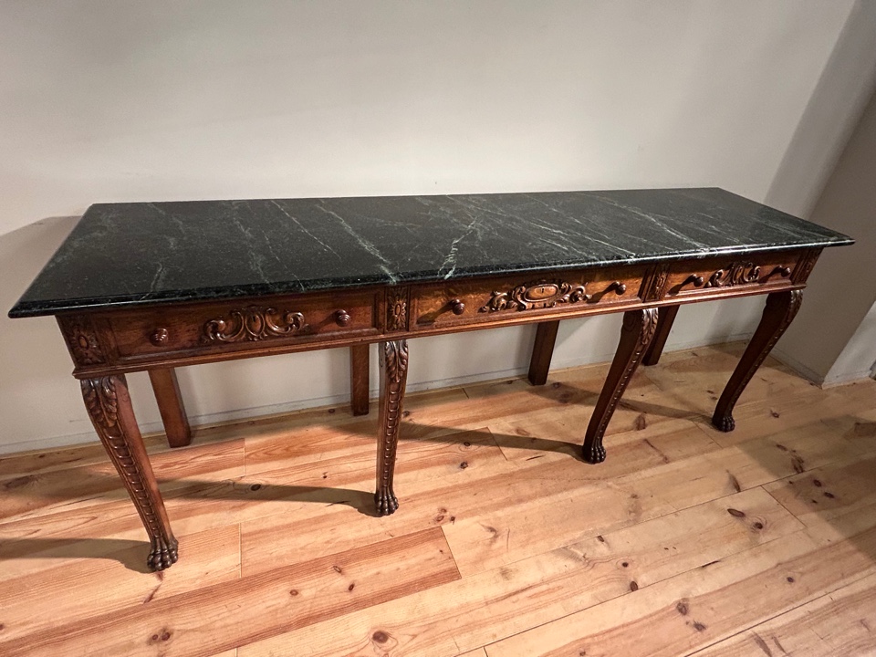 Eiken Serving Dish Table Met Groene Marmer image 4