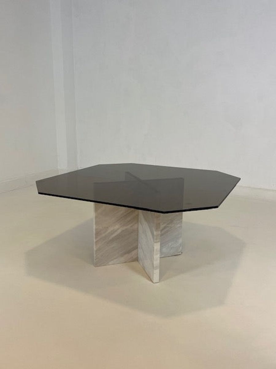 Vintage Marble And Smoked Glass Coffee Table image 2