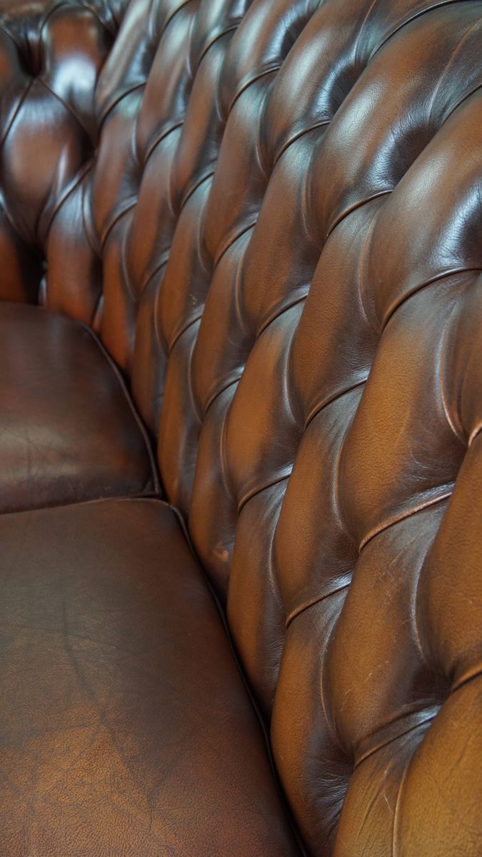 Tijdloze Cognac Bruine Engelse Rundleren 2.5 Zits Chesterfield Bank image 15