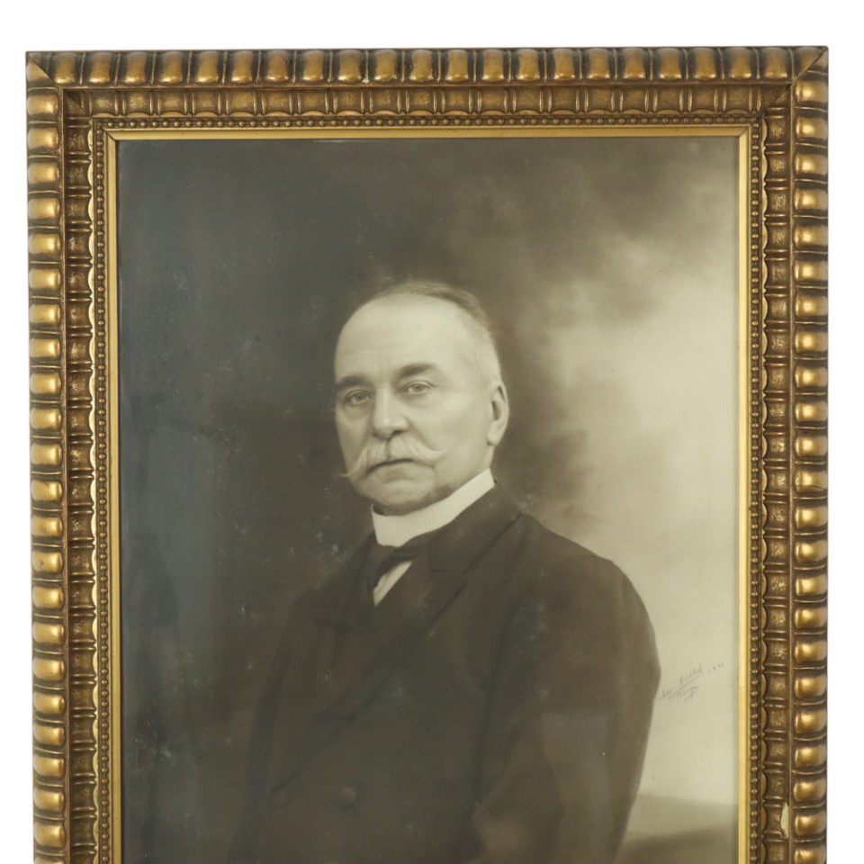 Grote Oude Foto Portret Oude Man Gouden Lijst Hars Brugge 1921 image 10