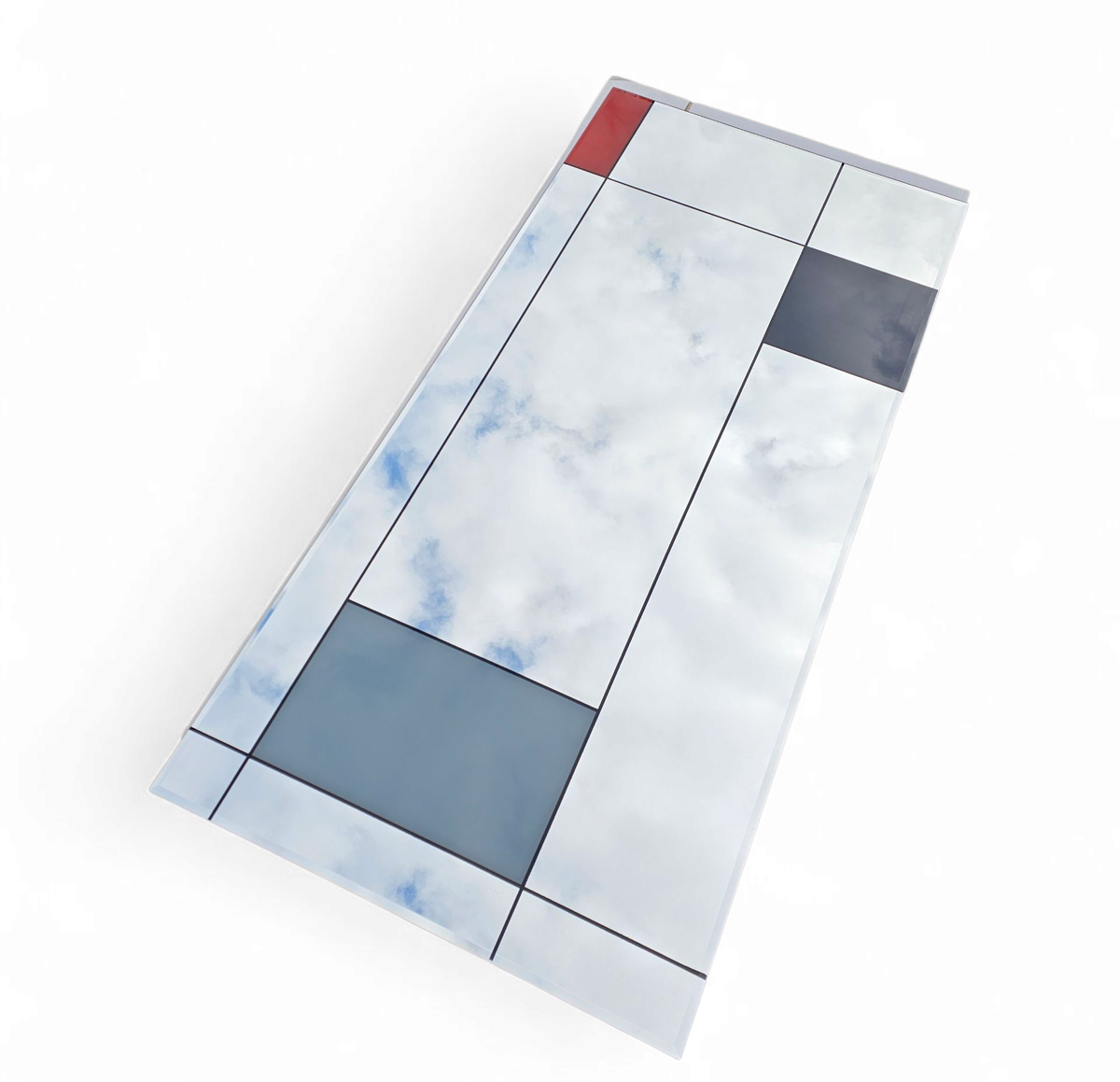 Large Mondrian Mirror / Can Be Used Vertically Or Horizontally / Facet Cut / image 8