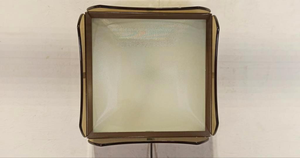 Vintage Italiaans Gerookt Glas Plafondlamp / Wandlamp image 14