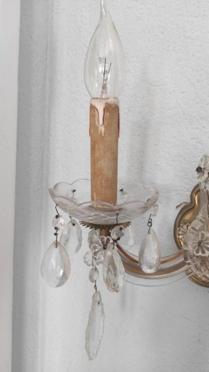 Vintage Brocante Wandlamp Met Glazen Pegels image 5