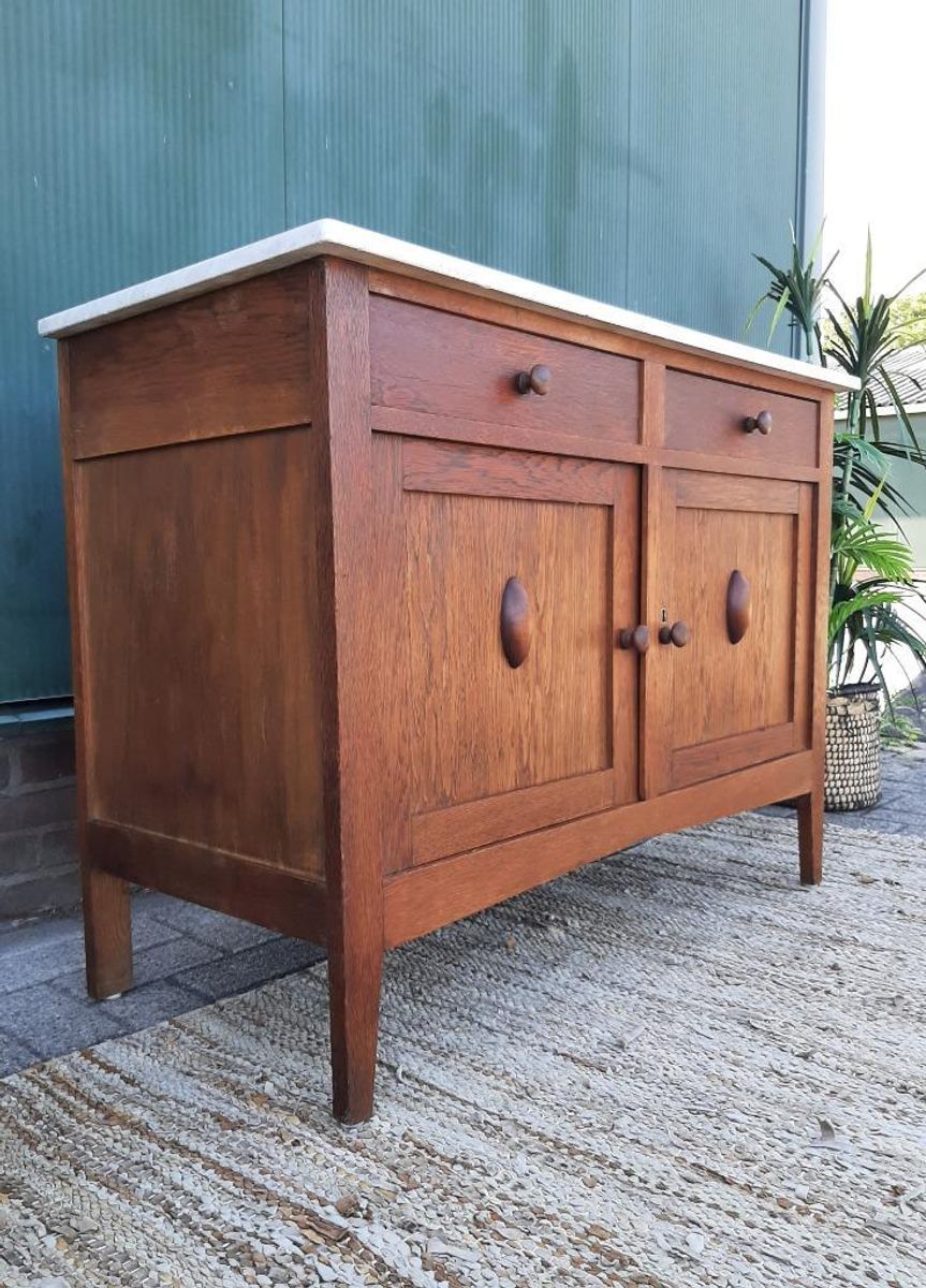Art Deco Kastje Jr 20 Eiken Commode Wastafelkastje Dressoir image 10