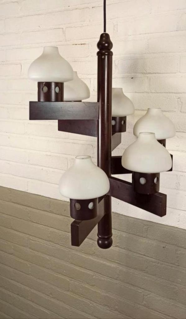 Vintage Deense Design Kroonluchter / Hanglamp, Vitrika image 8