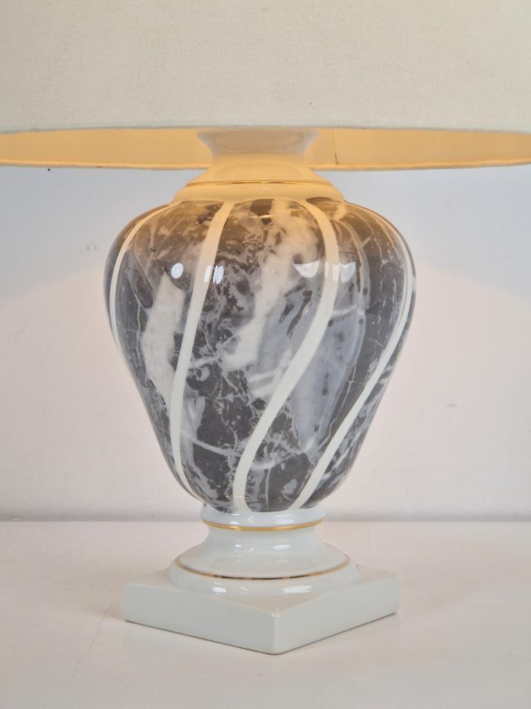 Vintage Jar Tafellamp Marmer Keramiek France 1980 Regency image 7