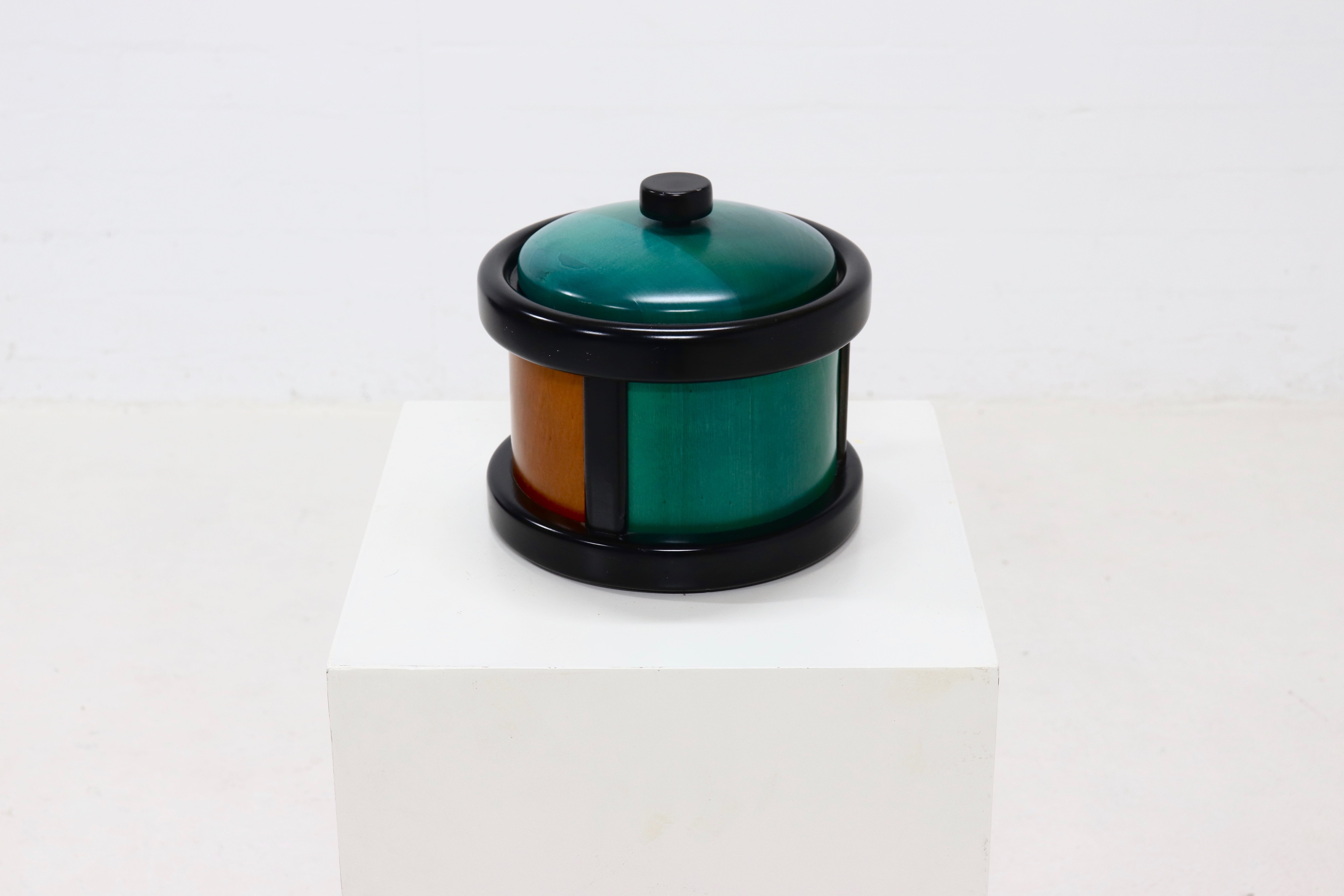 Postmodern Italian Wooden Ice Bucket By Pietro Manzoni 1980S image 4