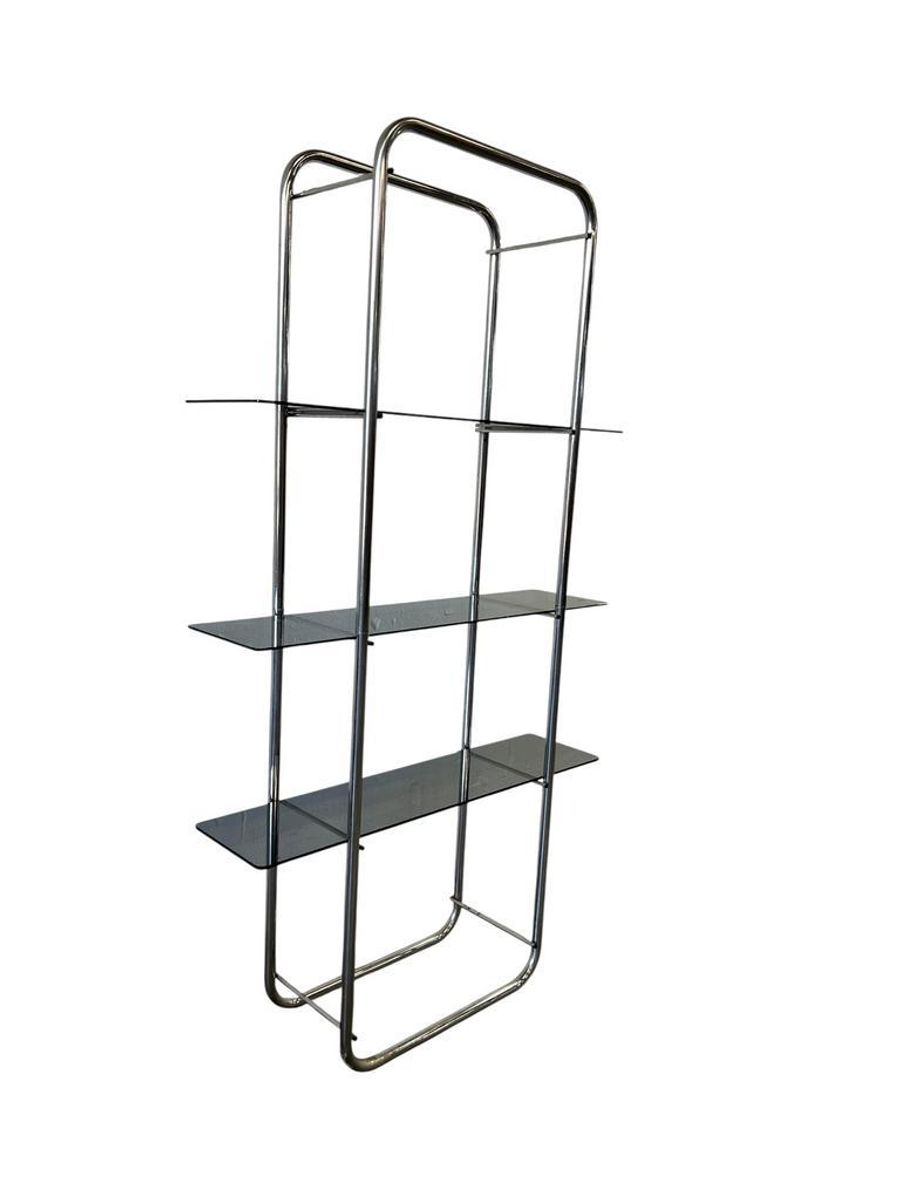 Vintage Staande Rek / Vitrine / Etagere In Chroom image 4