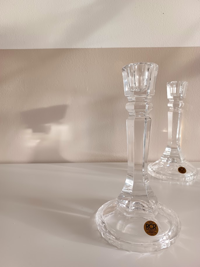 Elegante Italiaanse Vintage Loodkristallen Kaarsenhouders. Rcr Italia. image 4