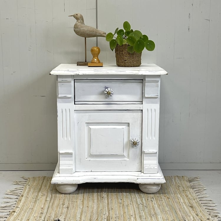Shabby Brocante Kastje Wit Sleets Nachtkastje image 3