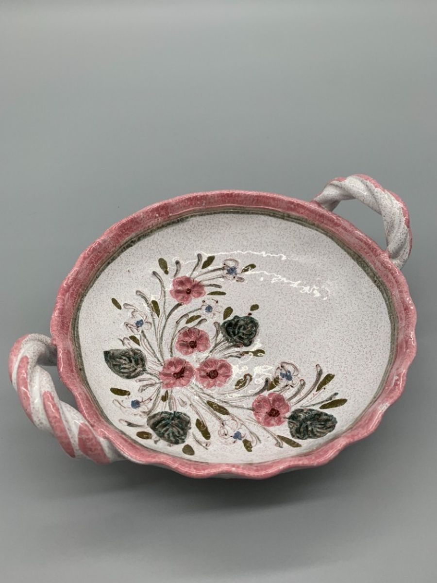 Duits Keramiek Schaaltje Roze Handarbeit image 4