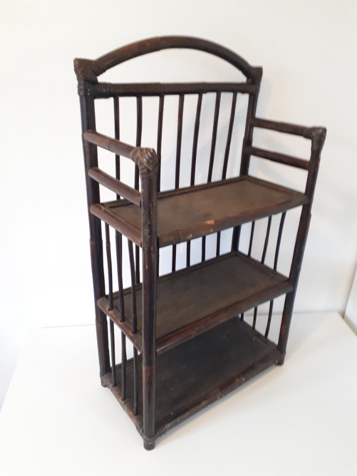 Vintage Bamboe Boekenrekje Wandrek Hangkast Hangkastje Boho Wandrek Manou Jaren 70 Planten Rek image 7