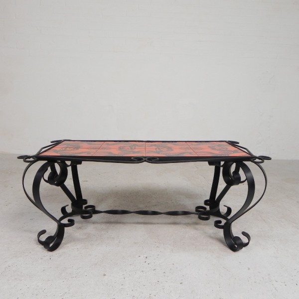 Vintage Tegeltafel, Salontafel Met 8 Tegels, Jaren 60 image 5