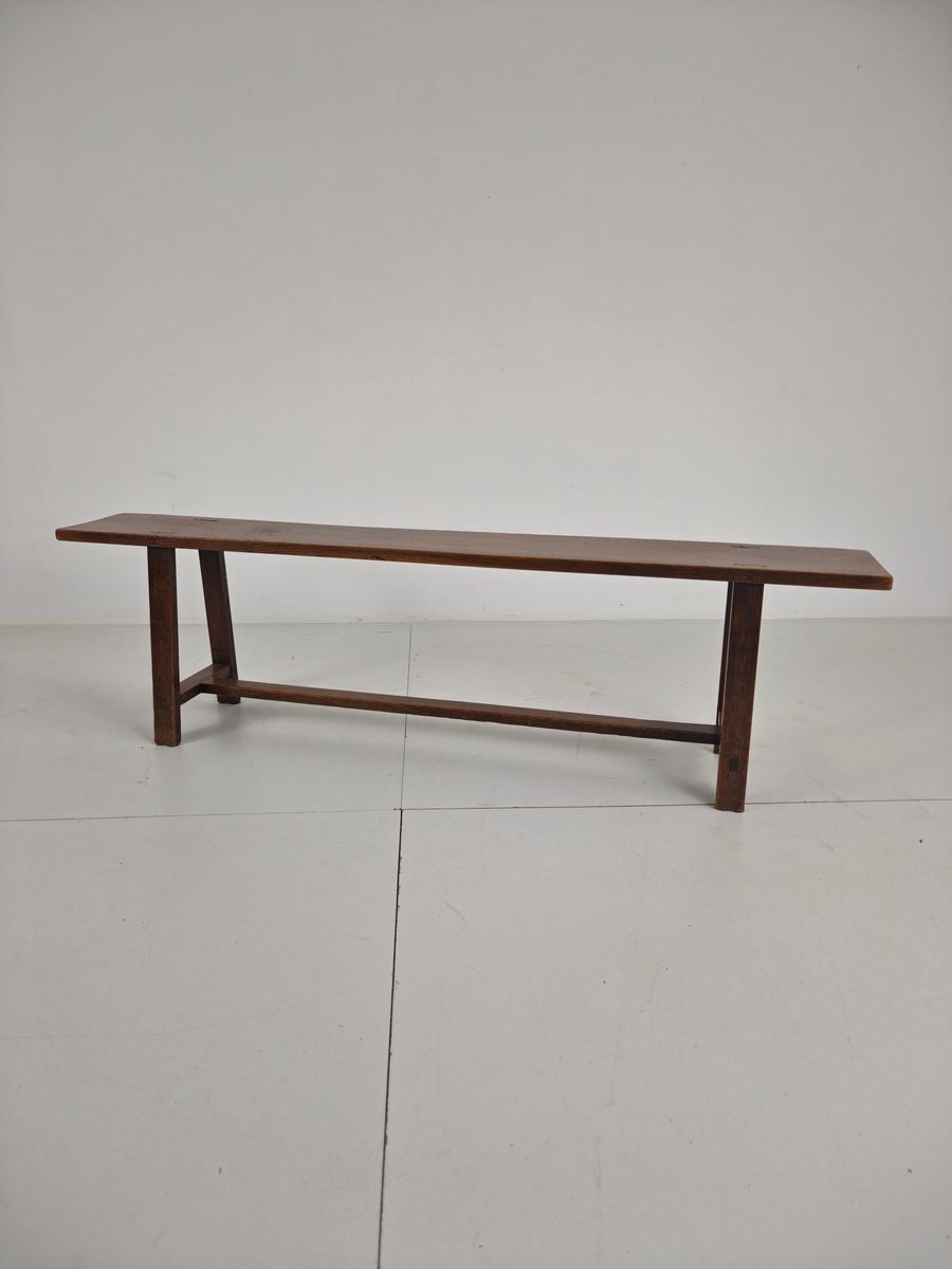 Paar Franse Rustieke Banken Uit De 19e Eeuw - Massief Eiken image 13