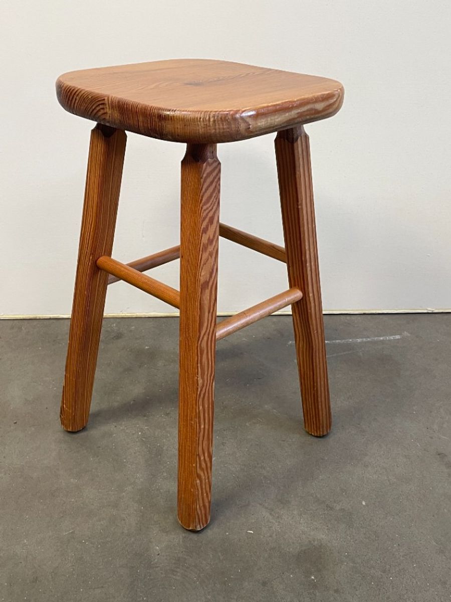 Set Van 4 Vintage Grenen Krukken, Scandinavisch Design, 1970's image 9