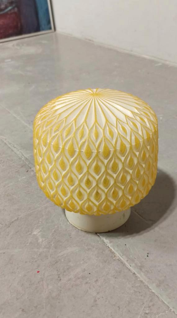 Vintage Glazen Plafondlamp, Wit En Geel image 5