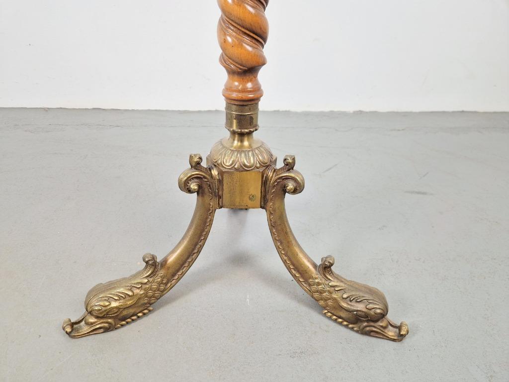 Regency Staande Kapstok Barley Twist Hout Messing Leeuwenkop image 7