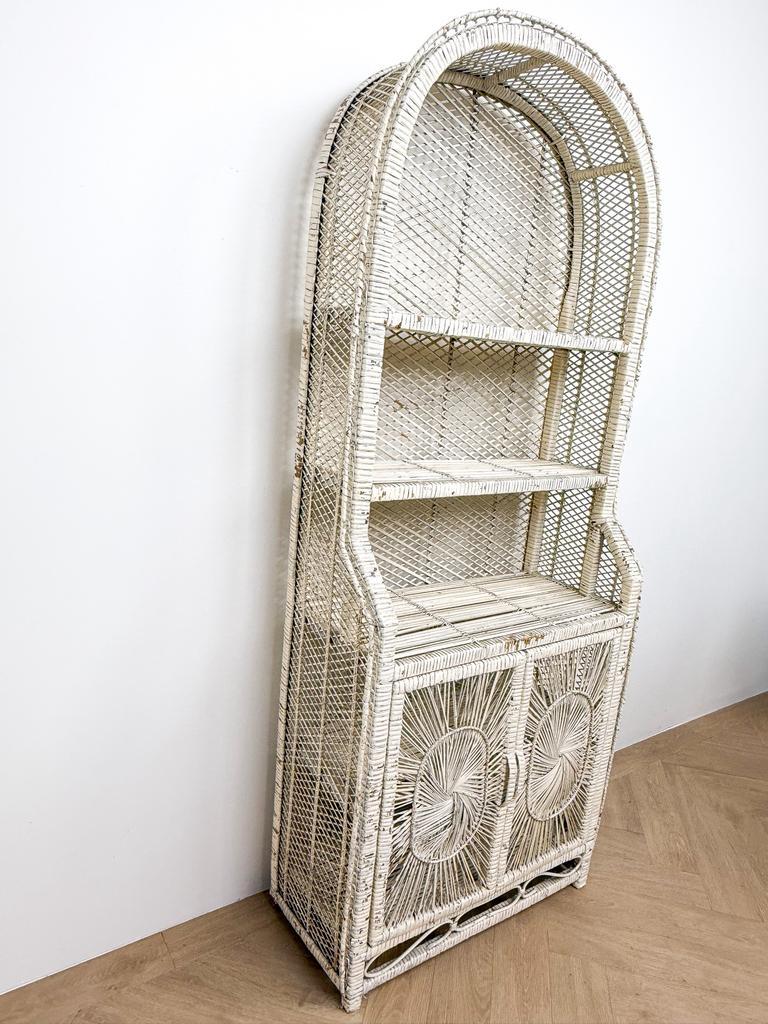 Vintage Wit Rotan Rieten Bohemian Kast Boogkast Bali image 5