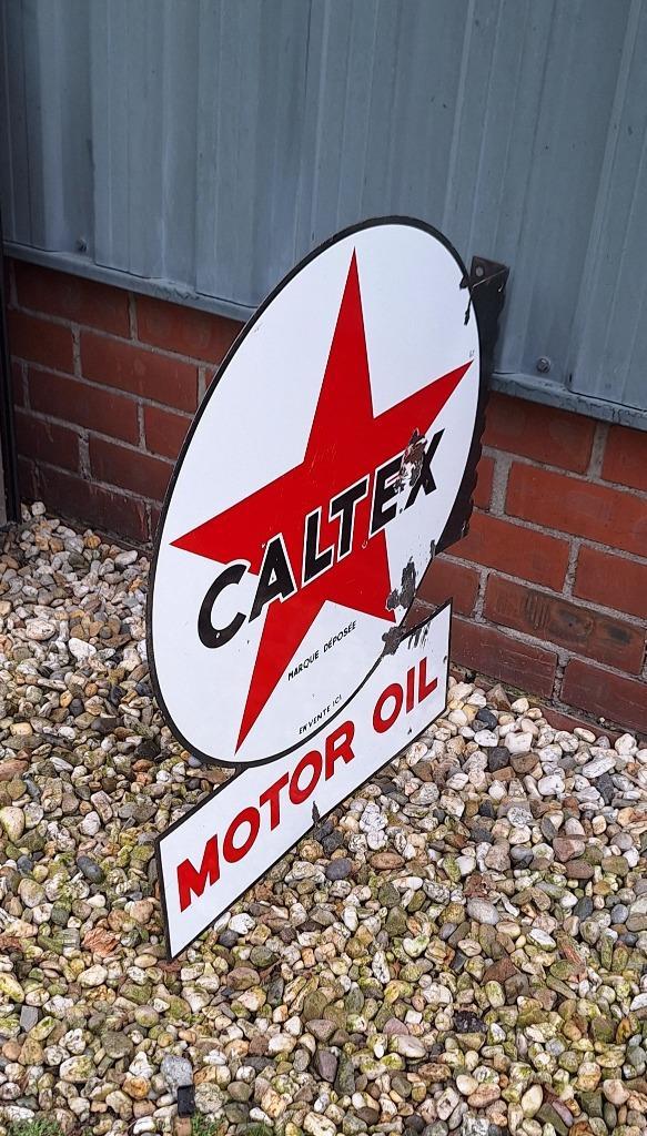 Dubbelzijdig Xl Emaille Reclame Bord Van Caltex Motor Oil⛽️ image 8