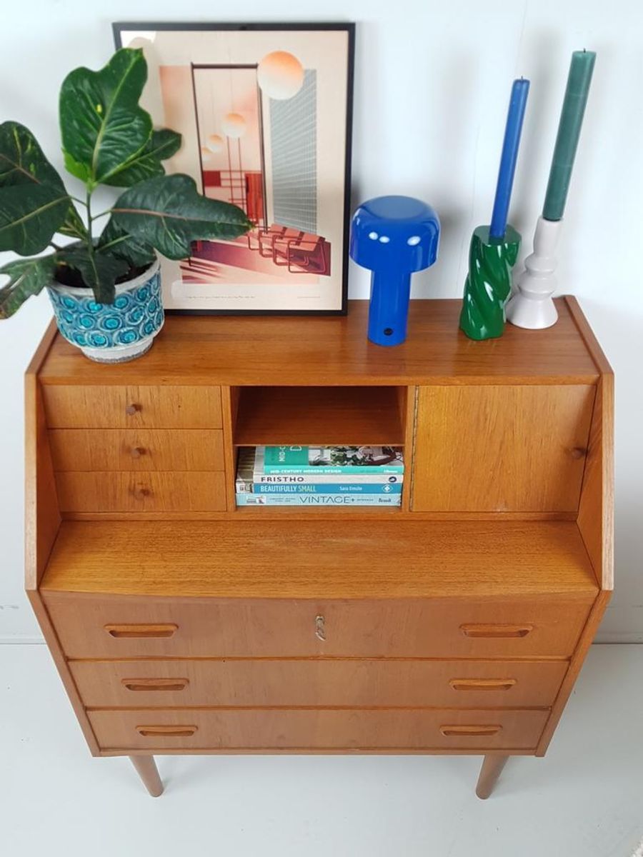 Vintage Deense Teakhouten Secretaire | Wandkast | Ladenkast image 4