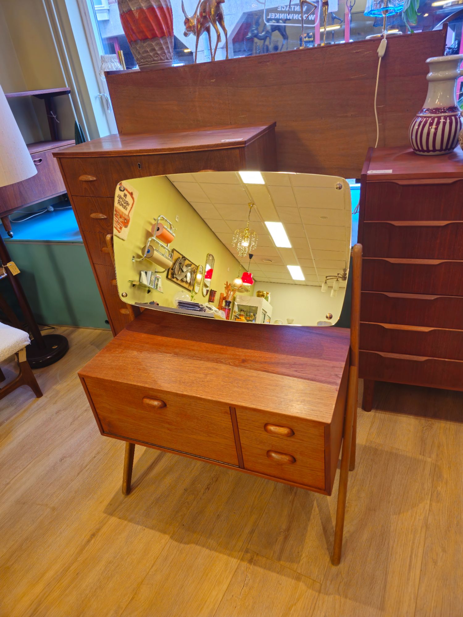 Vintage Deense Make-up Kaptafel Spiegel Make Up Opmaak Tafel image 6