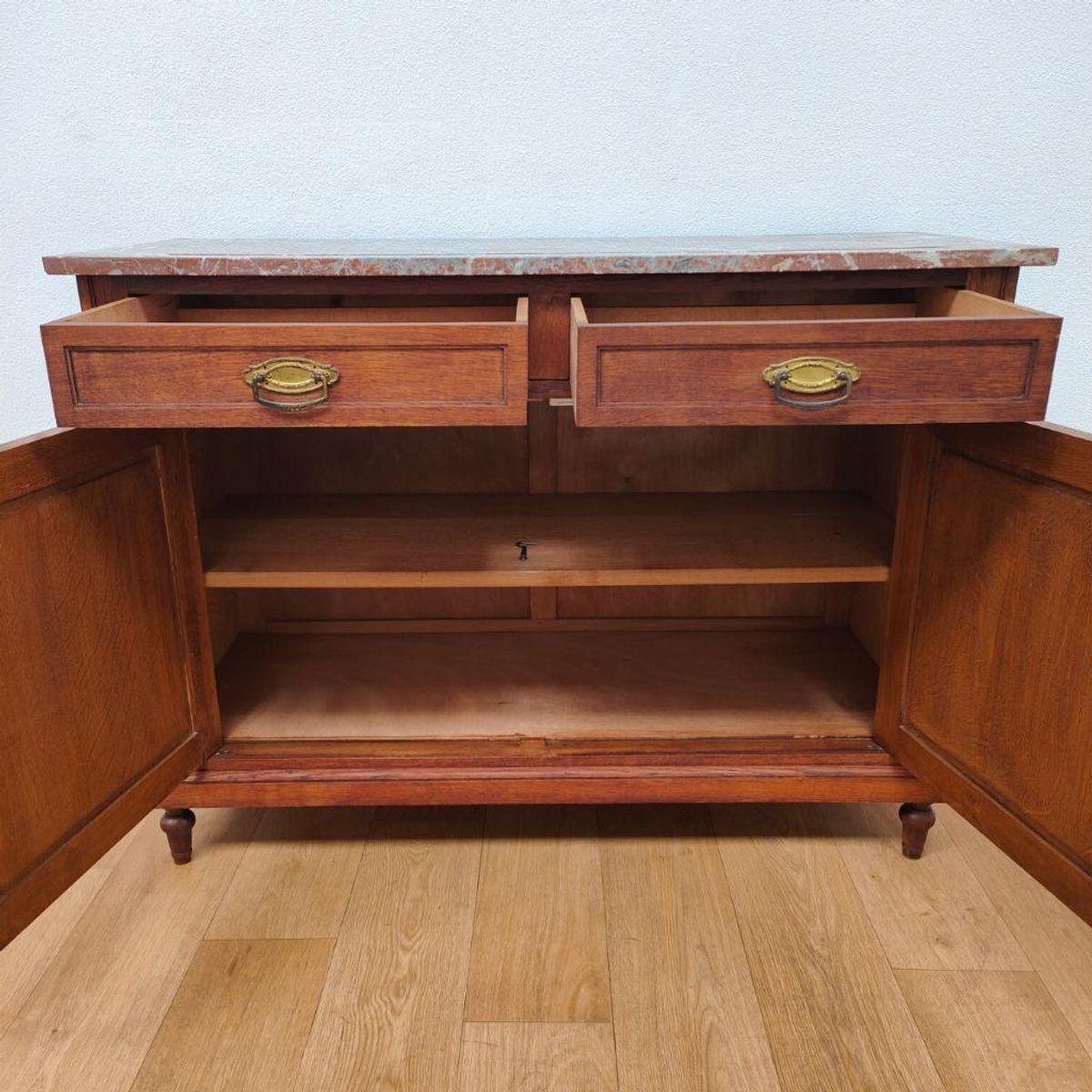 Vintage Antiek Dressoir Commode Ladekast Badkamermeubel Met Marmer Blad 702 image 3