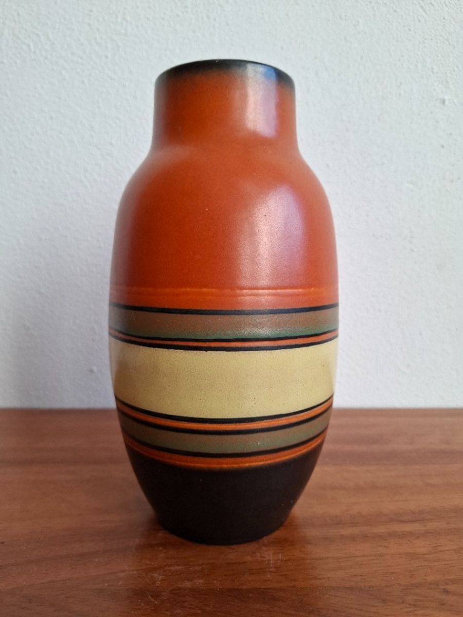 Vintage West Germany Vaas Oranje, Zwart image 5