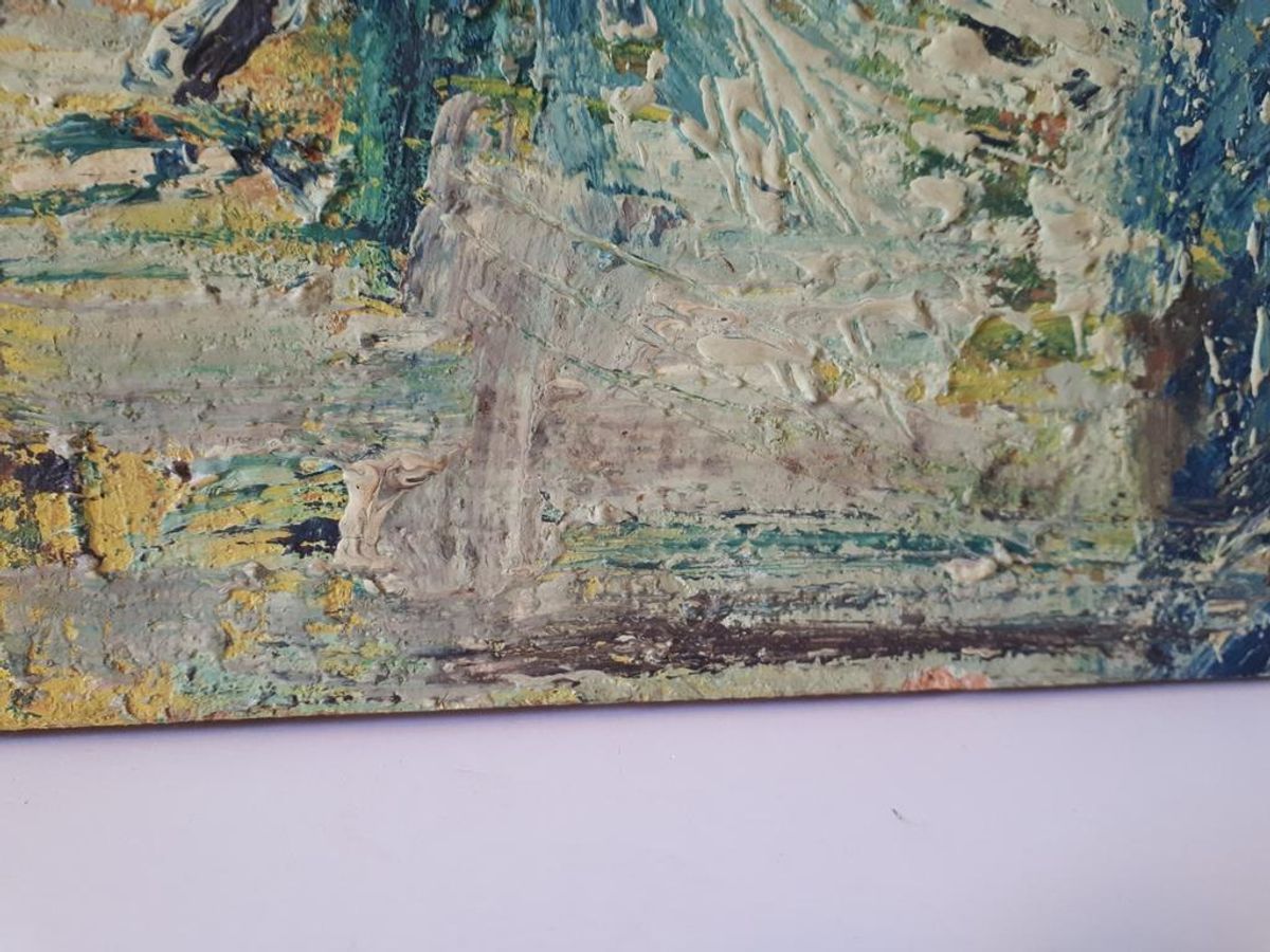 Jaren 70 Origineel Vintage Schilderij Acryl Op Hardboard image 6