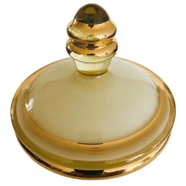 Art Deco Sieradendoosje Glas Goud Geel Glanzend 1950’s image 3