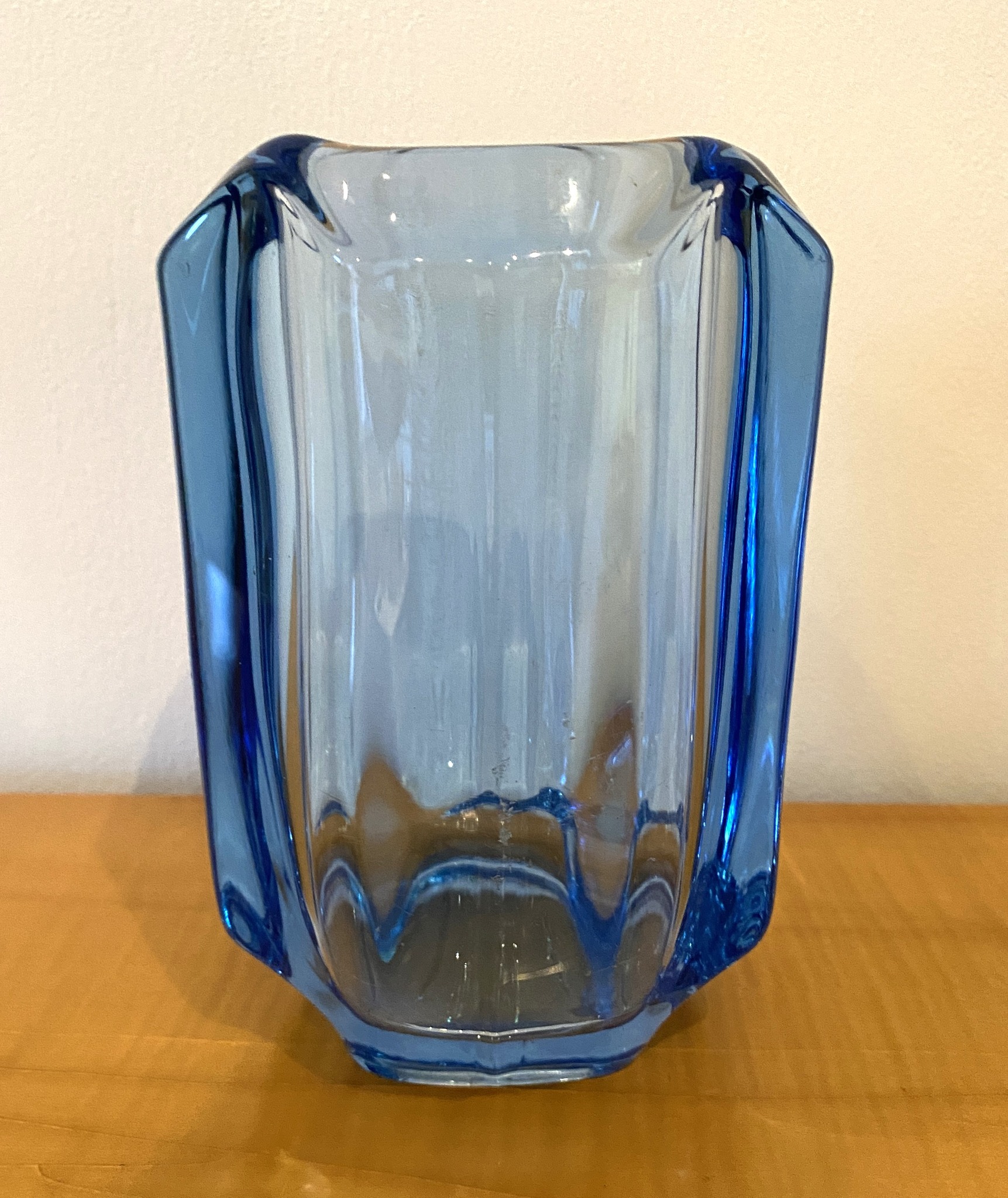 Uranium Glass Vase Blue 1970s image 7