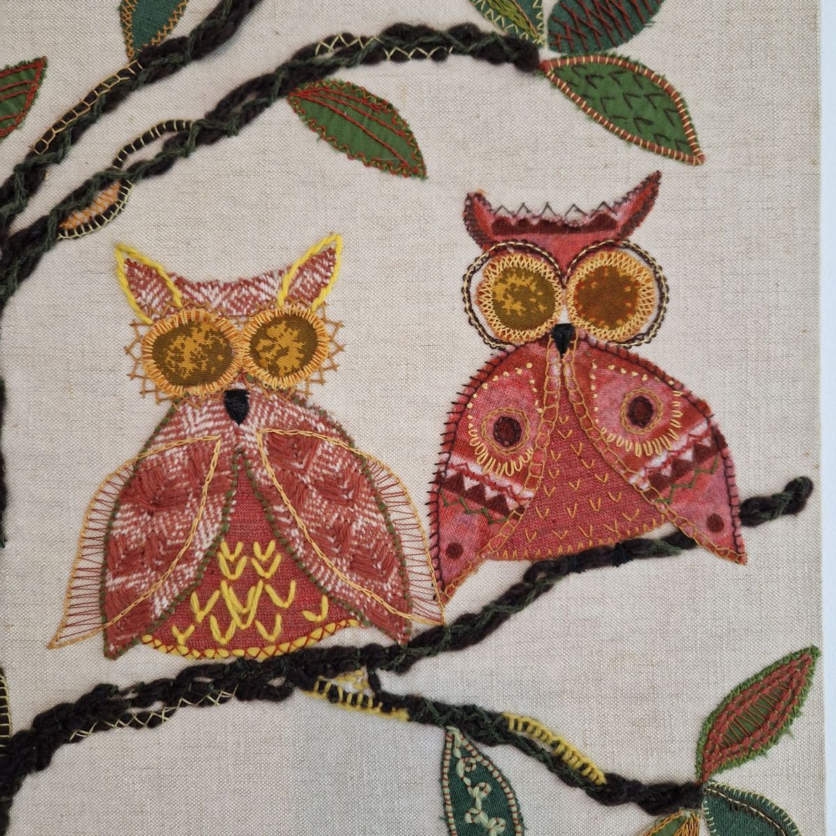 Vintage Schilderij Van Stof Uil Stof Wandkleed Muurkleed image 4