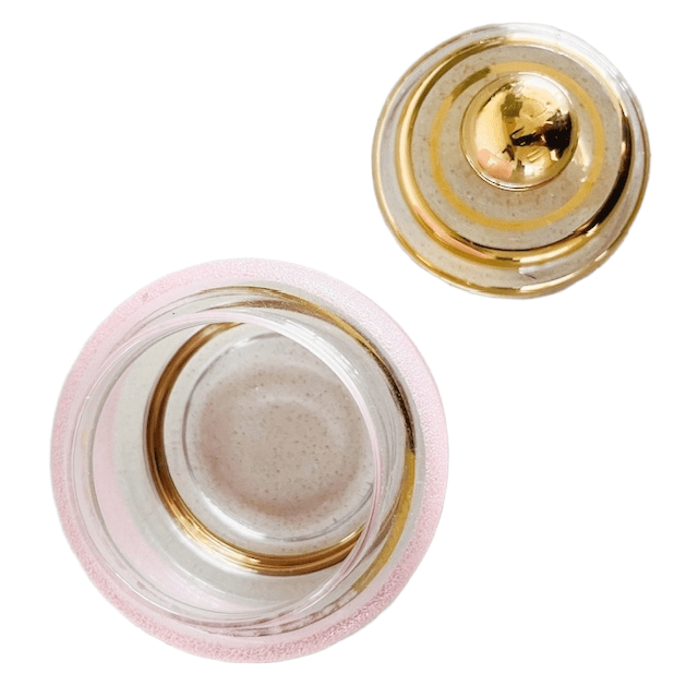 Artdeco Poederdoos Roze Gesuikerd Glas Sieradendoosje 1950’s image 6