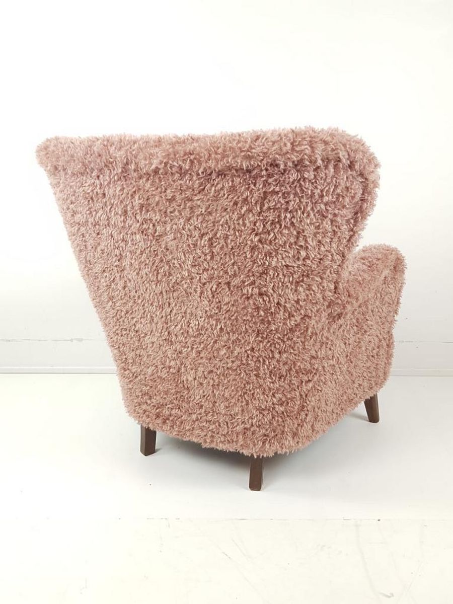 Vintage Fauteuil Nieuw Gestoffeerd Roze Doodle image 6