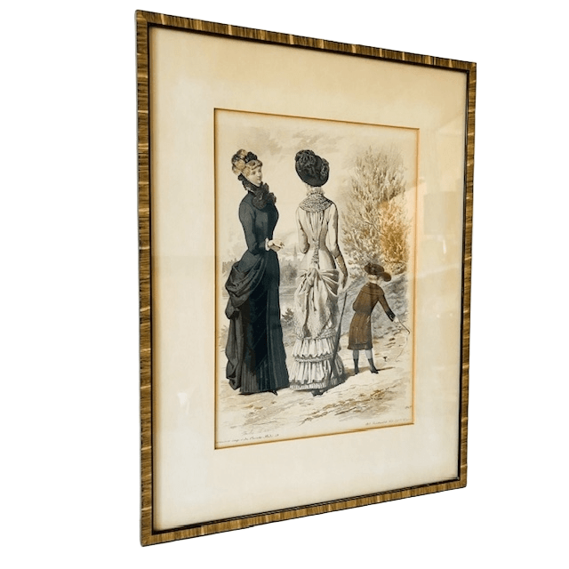 Antieke Ingelijste Franse Modeprent 1845 image 2