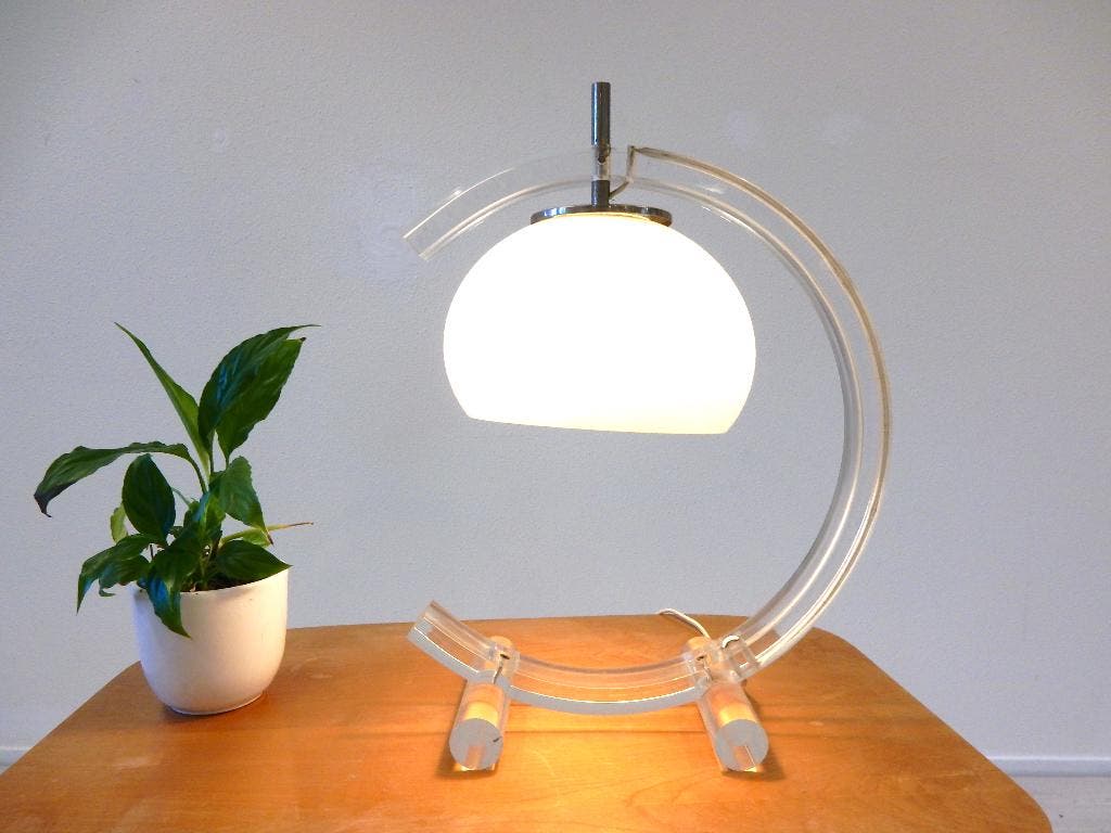 Vintage Plexiglas Tafellamp Dressoir Lamp Space Age Jaren70 image 3
