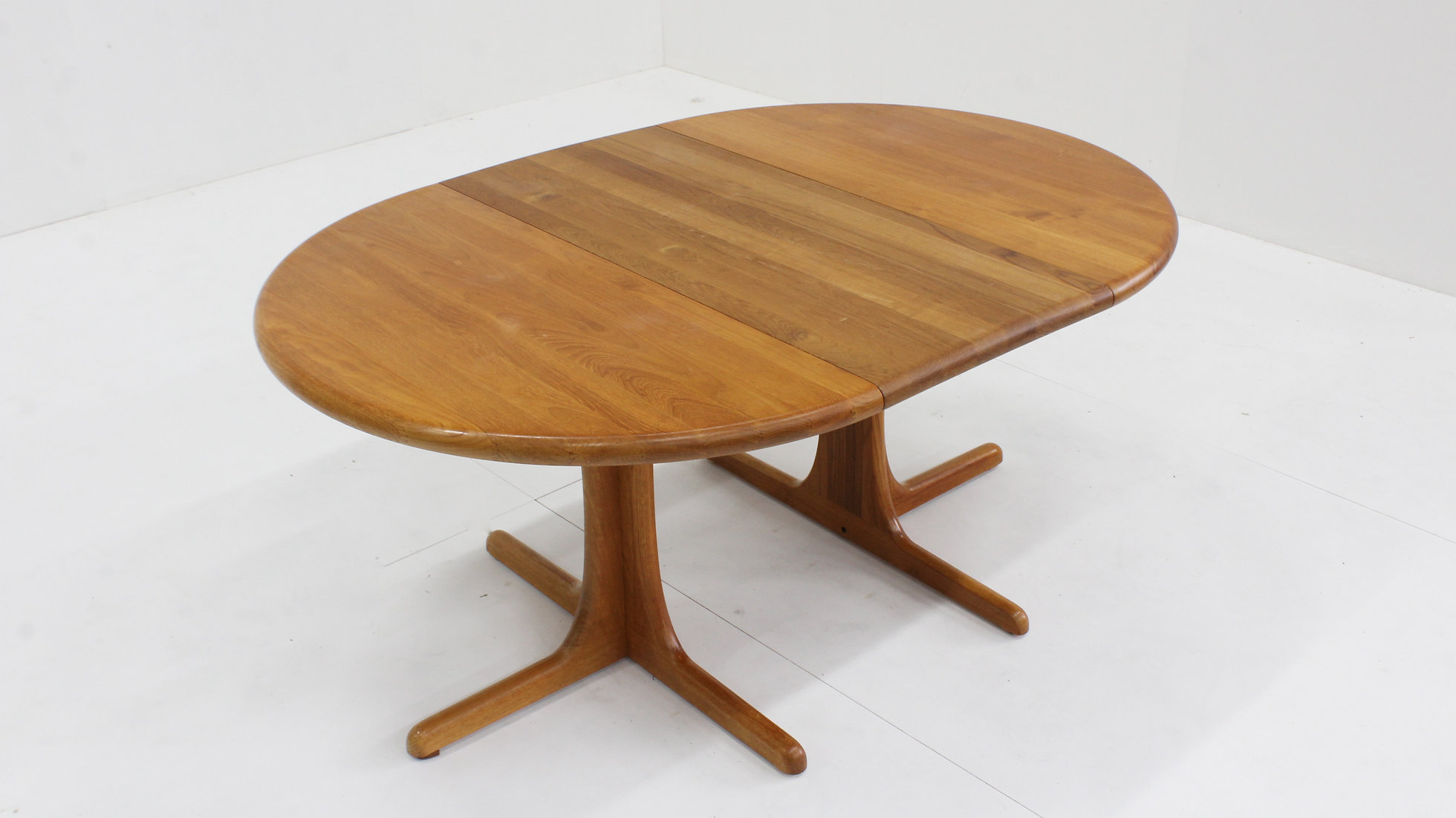 Vintage Deense Ronde Uitschuifbare Eettafel Tafel Massief Teak image 2