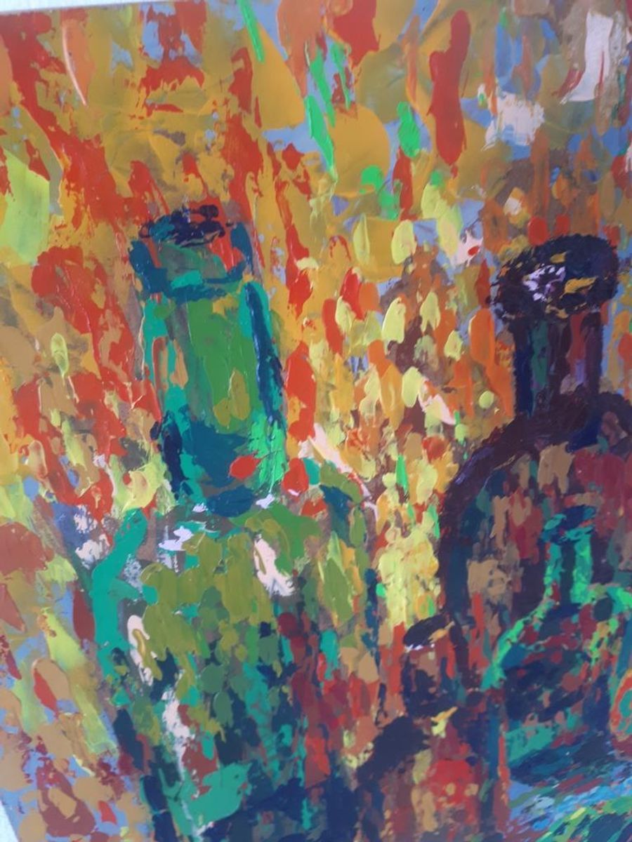 * Retro Schilderij Olieverf Op Bord Jaren 80 image 3