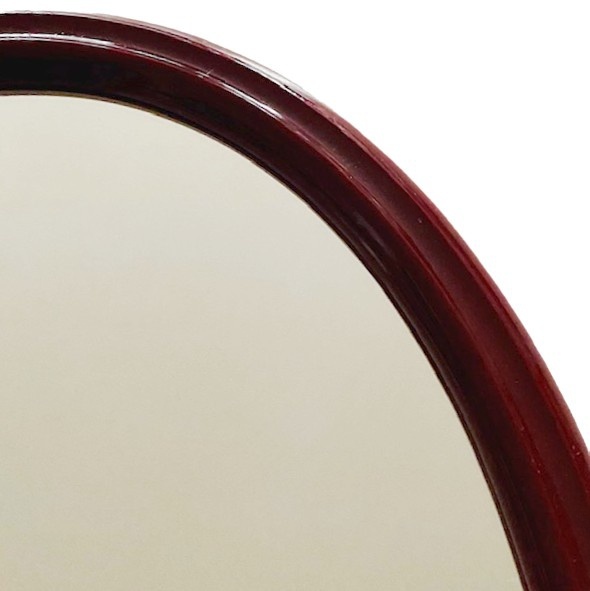 Vintage Retro Spiegel Ovaal Bordeaux Rood Kunststof image 4