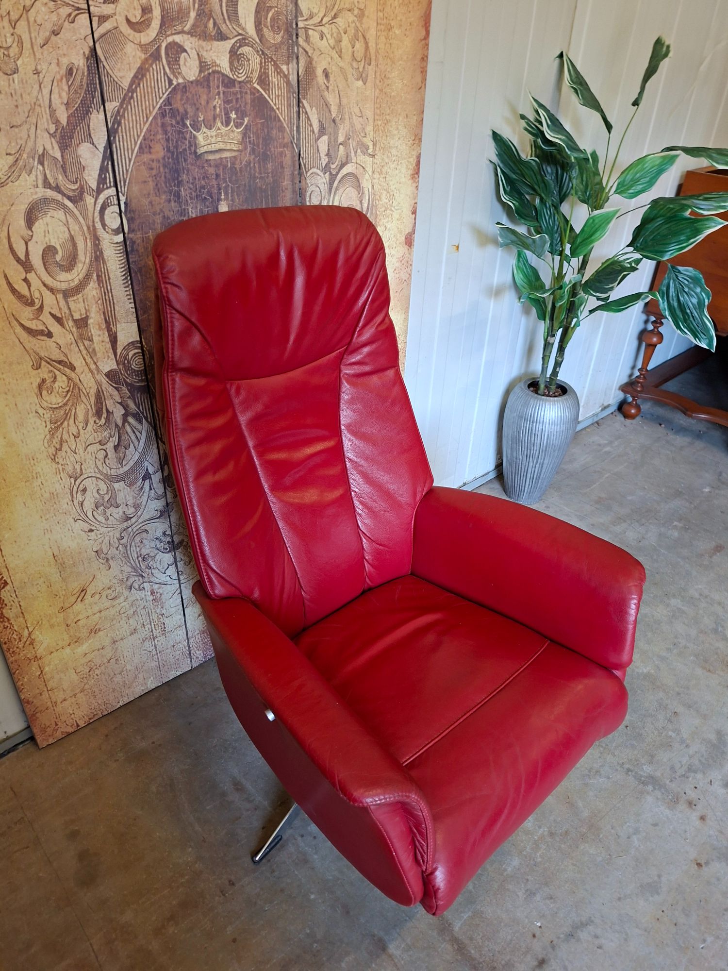 Rood Lederen Relexfauteuil image 4