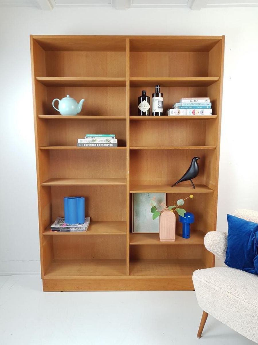 Vintage Grote Eiken Boekenkast Deens | Fineer Oak Danish image 3