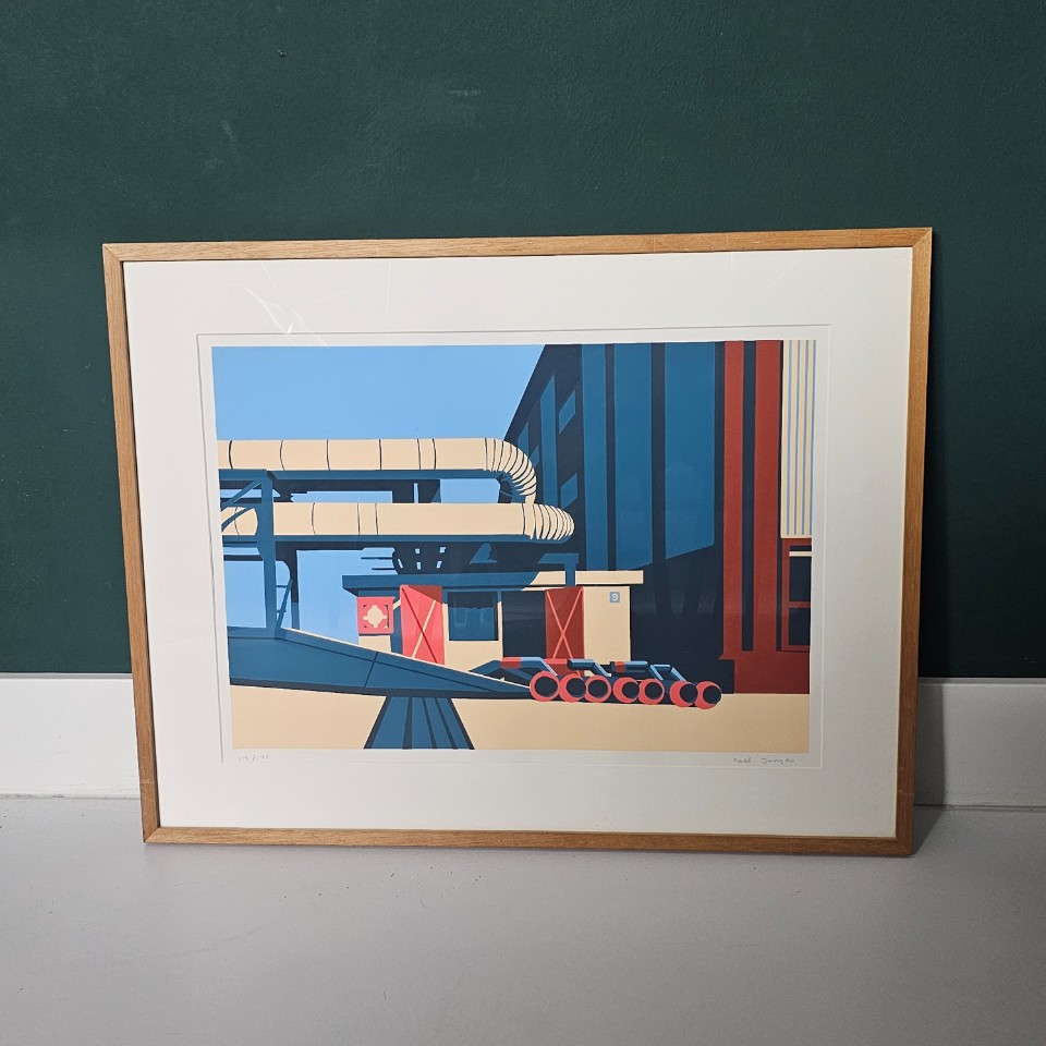 Vintage Zeefdruk Van Abstracte Weergave Van Industriële Setting. Kunstenaar Roel Jonges image 3