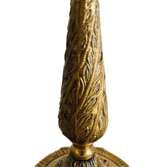 Antieke Art Nouveau Messing Lampenvoet Acanthus 1910’s image 6